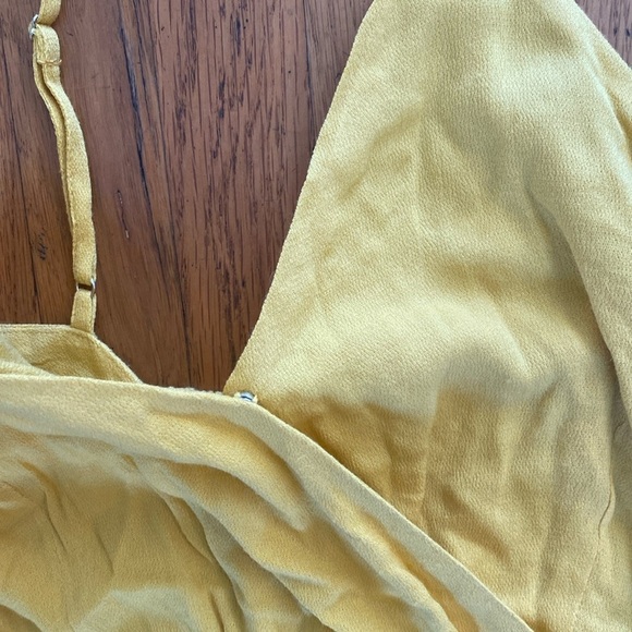 Lulus Indie Mustard Yellow Surplice Romper Shorts One Piece Size Small - Picture 7 of 14